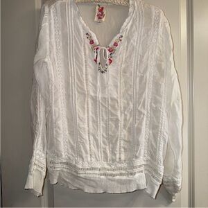 Johnny Was White Embroidered Top
